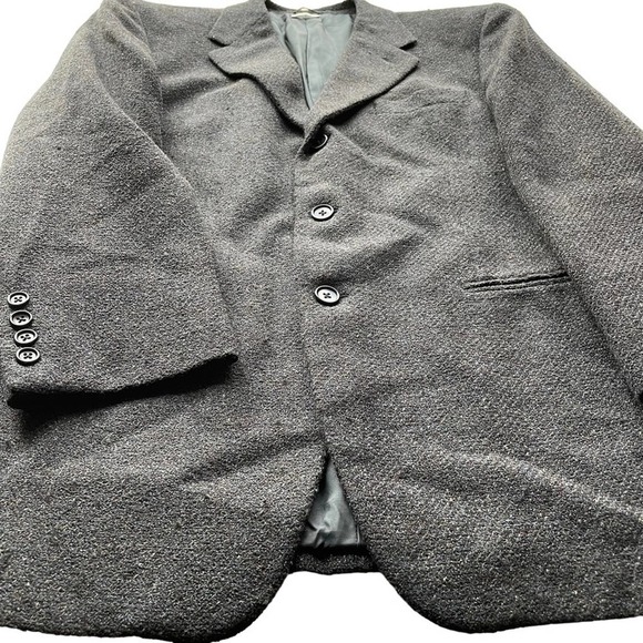 VESTIMENTA SPA ARMANI Suit Jacket Blazer Tweed Black Blue Size 40R Italy - Picture 6 of 12